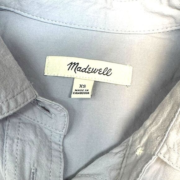 MADEWELL Women’s Periwinkle Signature Poplin Short Sleeve Button Down Shirt Size - Picture 4 of 6
